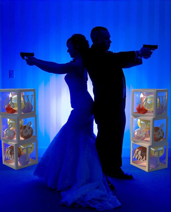 keonsatrz Transparent Wedding Balloon Boxes 3PCS Custom Name White Mr and Mrs - Image 7