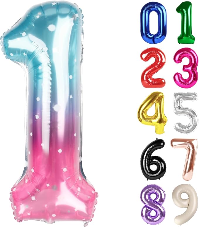 1 Balloon - Starry Sky Birthday Number Balloons, 40 Inch Party Decorations | by ALPHADELTAPI