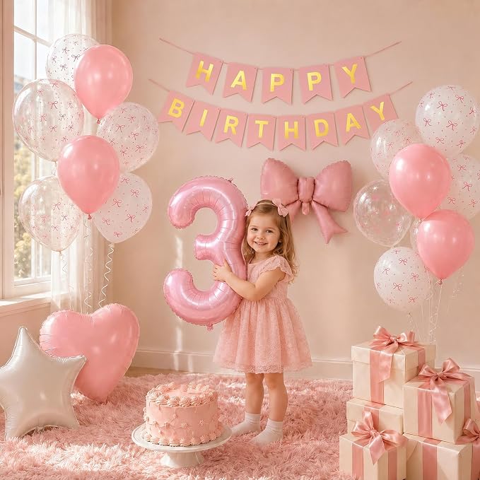 3rd Pink Bow Birthday Decorations - Image 8
