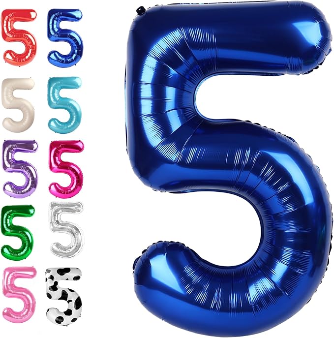 Large Night Blue 40 Inch Birthday Number 5 Balloon, Night Blue Five 5th 15 25 by Upgesy