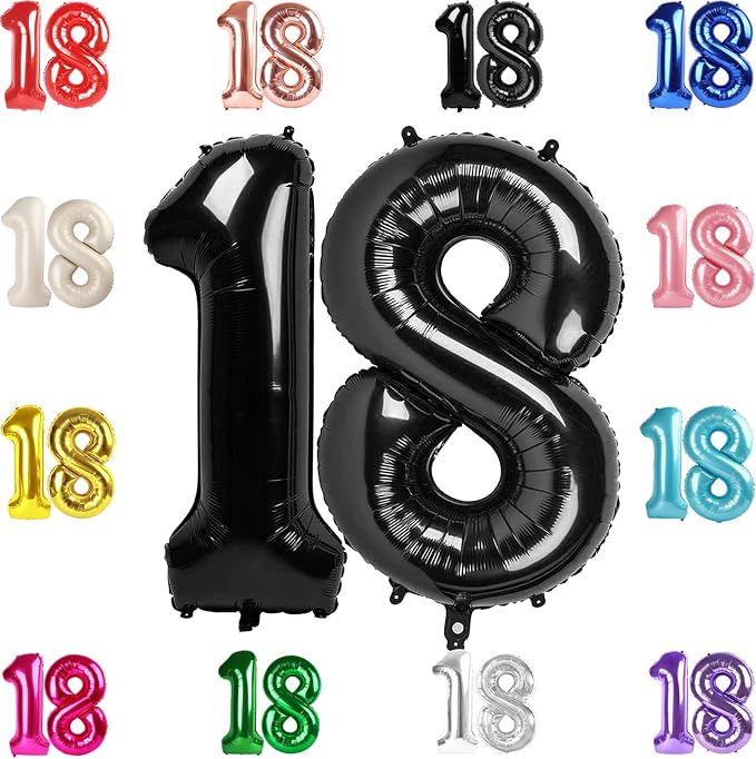 Black Number 18 Balloon 40 Inch by IWERP