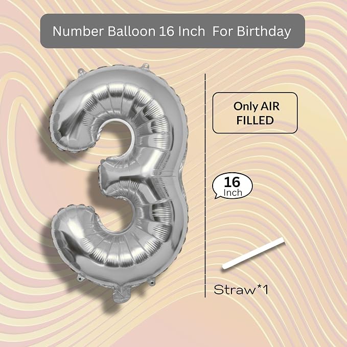 Gold Number Balloon 3 Mylar Foil Balloons 16 inch - Image 8