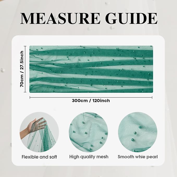 Artoid Mode 3PCS Pearl Dark Green Gauze Table Runner 120 Inch 10FT, Seasonal - Image 6