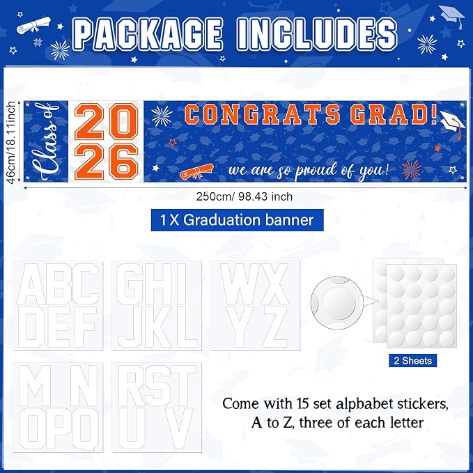 Graduation Congratulations Banner Decorations, 2026 Personalized Graduation - Image 2