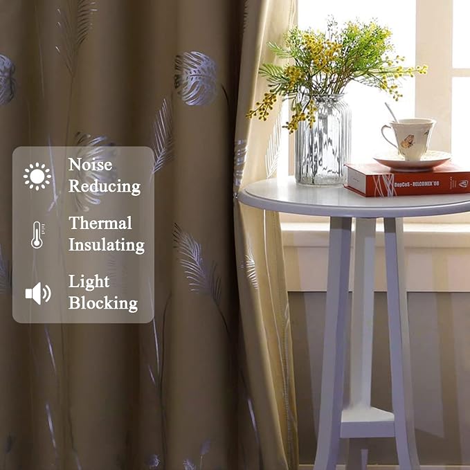 Drape for Living Room 100W x 84L Inch Length Elegant Silver Palm Tree Designed - Image 6