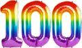 40 Inch Number 100 Balloons for 100th Birthday Party Decorations, 0-100 Rainbow by FOBELEC