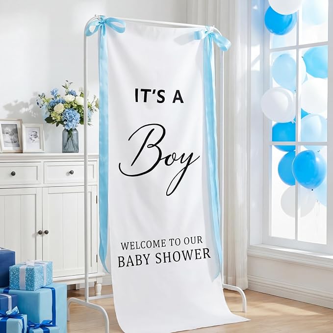 Oudain 24x60 Inch It's a Boy Burlap Banner, Baby Shower Fabric Backdrop by Oudain