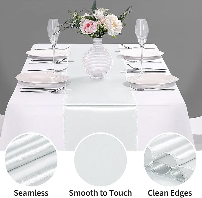 10-Pack Satin Table Runner Pink 12 x 108 inches Long, Table Runners - Image 3