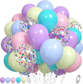 Pastel Balloons, Baby Pink Blue Purple Yellow and Teal Rainbow Confetti Balloon by Paready