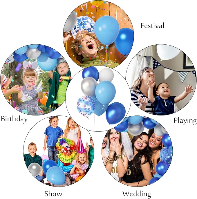 123Pcs Blue Balloons Garland Arch Kit Different Sizes | Baby Navy Pastel Blue - Image 5