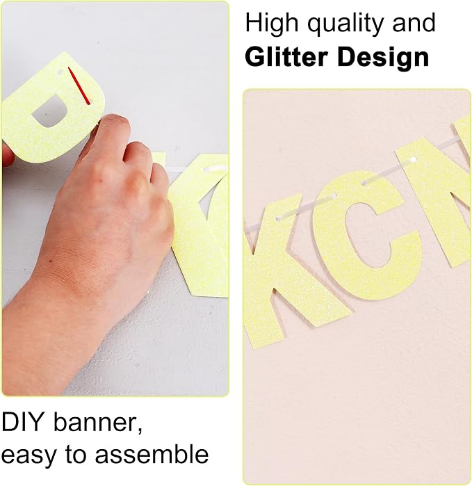 BEISHIDA Glitter Yellow 116 PCS A-Z DIY Letter Custom Banner Party Decor | 111 - Image 2