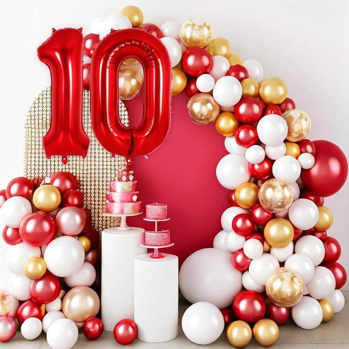 Red Number 10 Balloons, 40 Inch Big Large Foil Number Balloons, Jumbo Giant - Image 3