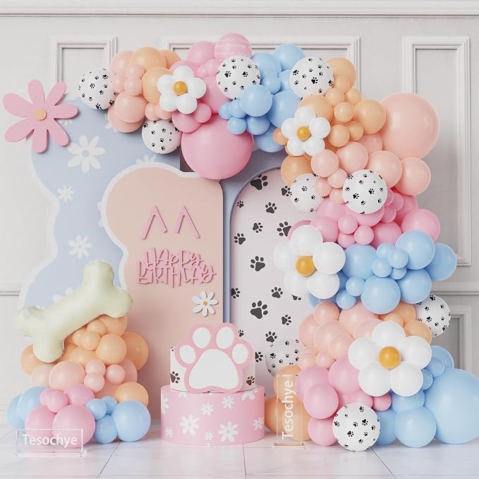 190Pcs Blue Balloon Garland Arch Kit, Dog Paw Birthday Party Decorations | by Tesochye