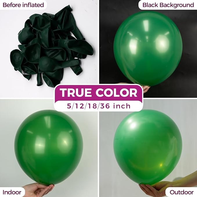 Bezente Green Balloons 18 Inch 30 Pack Latex Large Thick | Dark Green Balloons - Image 2
