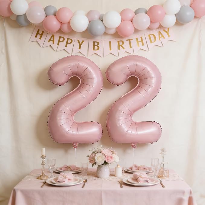 40 In Matte Pink Number Balloons Helium Foil Mylar Balloon Party Digital 13 | - Image 4