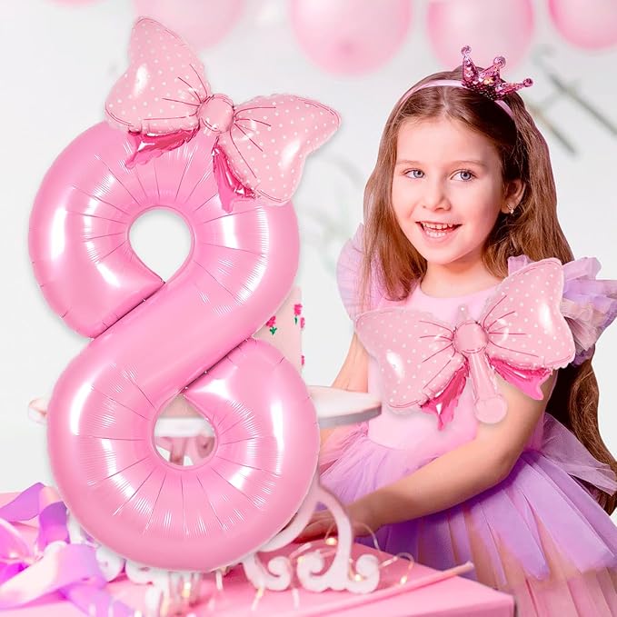 Pink Bow Birthday Decorations 29 Balloon Numbers - Image 6