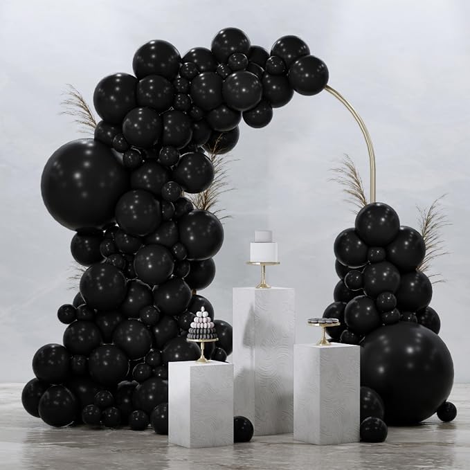 PartyWoo Black Balloons 92 pcs Different Sizes of 18 12 10 5 Inch Black by PartyWoo