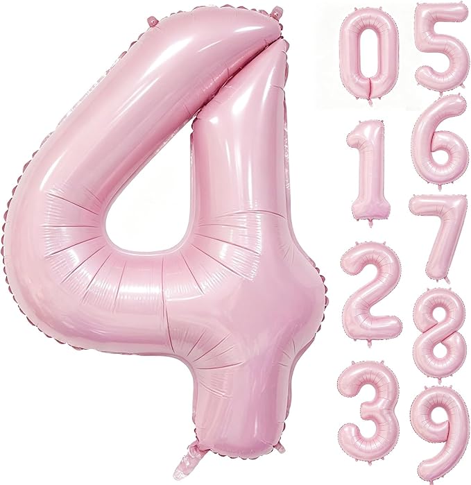 40 Inch Pink Number 4 Foil Balloon by Unknown