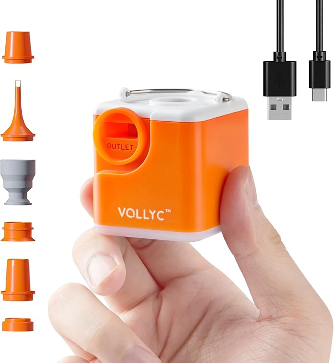 Portable Air Pump for Inflatables, 2400mAh Ultra Powerful Mini Air Mattress Pump by VOLLYC