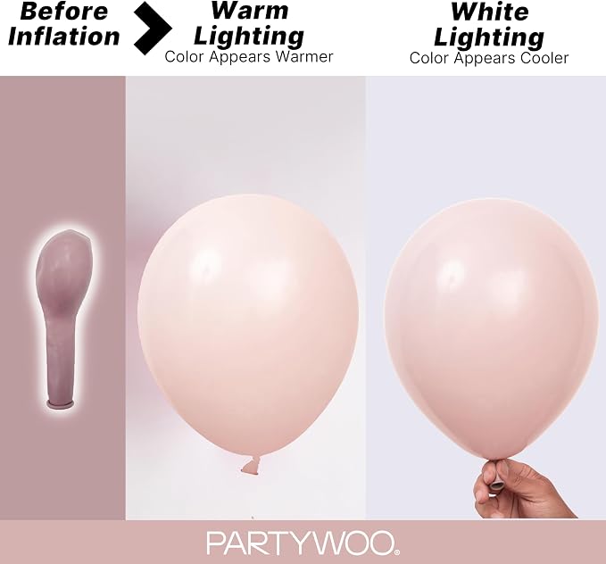 PartyWoo Dusty Pink Balloons 120pcs Lilac Pink Color 18 12 10 5 Inch | 18 12 10 - Image 3