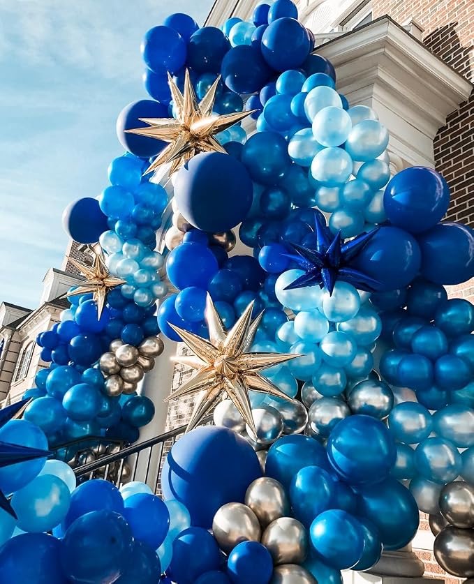 Paready Blue Silver Balloons, 12 Inch Confetti Balloon Metallic Silver Party - Image 6
