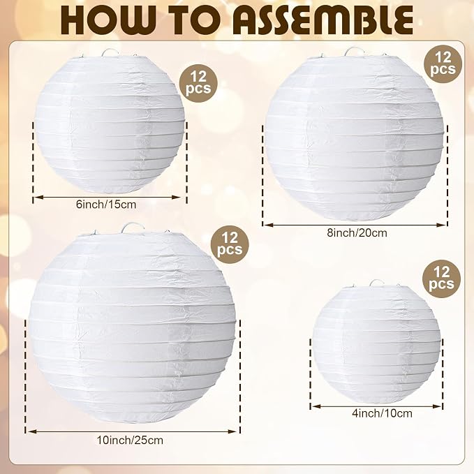 Treela 48 Pcs Paper Lanterns Party Decorations Chinese Lanterns Round Paper - Image 3