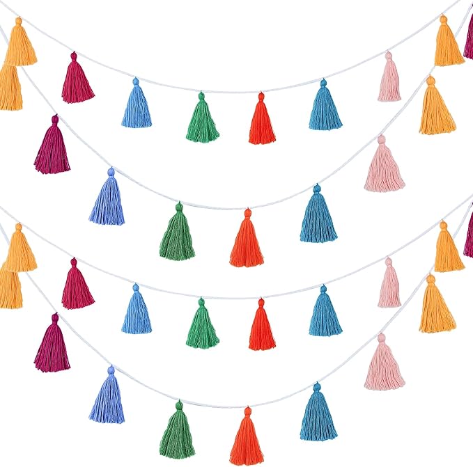 WILLBOND 4 Pcs Rainbow Tassel Garland by Willbond+Technology+Limited