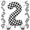 40 Inch 2nd Birthday Number Balloon, Checkered Foil Self Inflating 2 Balloons by Isndare