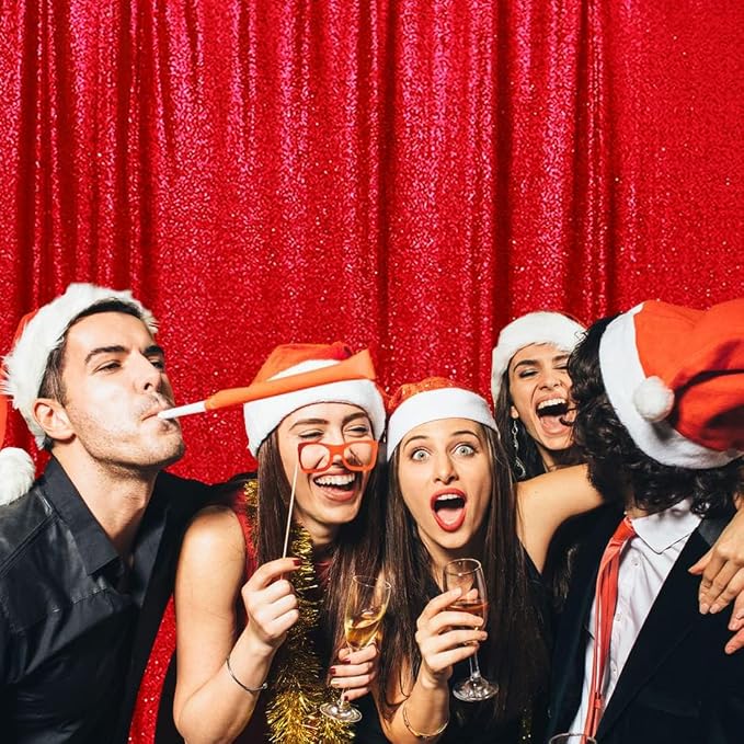 Poise3EHome Red Sequin Backdrop, 5FT x 7FT Glitter Photography Background - Image 8