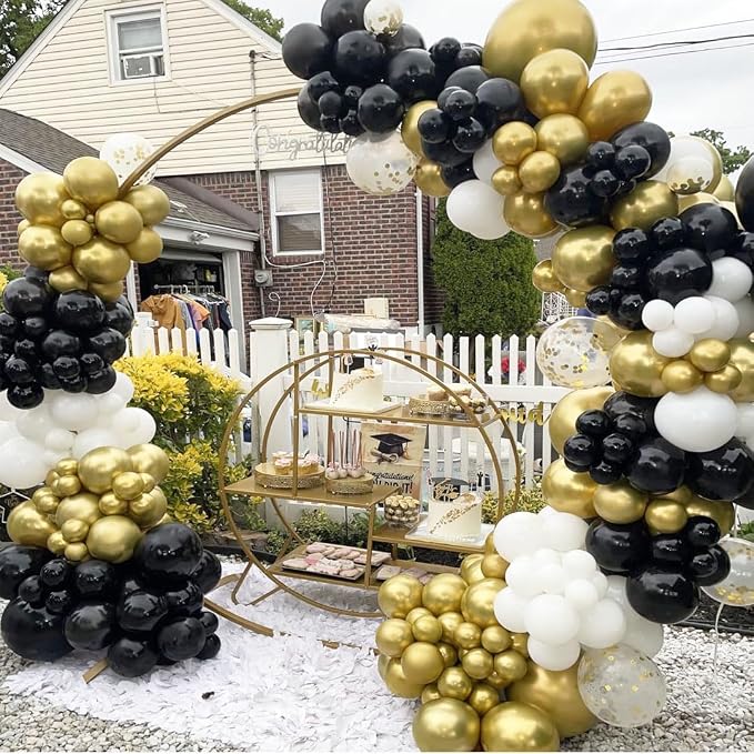 Black White Gold Balloons Set - Image 4