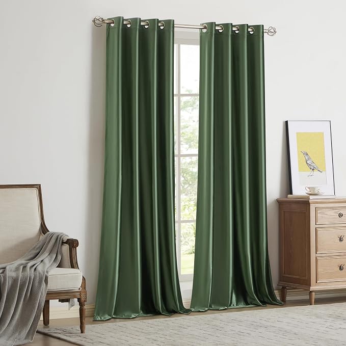 BULBUL Velvet Oilve Green Blackout Curtains 102 inch Long - Image 7