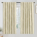 Yakamok Cream Light Blocking Curtains 63 Inches Long Gold Print Wide 52" | Gold by Yakamok