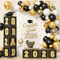 Black Gold Graduation Decorations 2026 by Froova