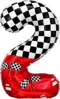 1 pack racing theme 40-inch digital foil balloon, featuring black and white by laackys