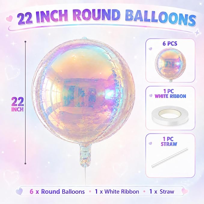 Iridescent Round Balloons, Baby Shower, Rainbow and Party Decorations - Image 2