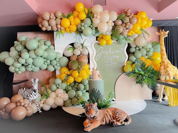 Sage Green Brown Yellow Balloon Arch Kit, Party Decor. | Mustard yellow - Image 6