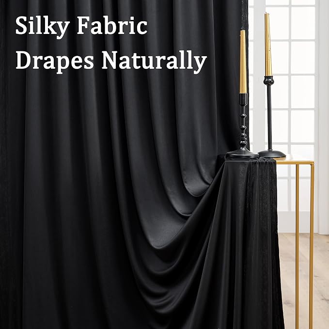 20ft x 8ft Wrinkle Free Black Backdrop Curtains - Image 4