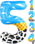 40 Inch Number 5 Balloon Blue Clouds Cartoon Story Balloons Toy Inspired Party by AXBMM