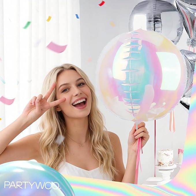 PartyWoo Iridescent Large Giant Foil 4D Balloons 20pcs Different Sizes | 22 12 - Image 7