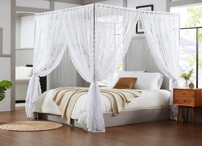 Treatmentex Floral White Lace Curtains 63 inch Length, French Rose Embroidered - Image 3