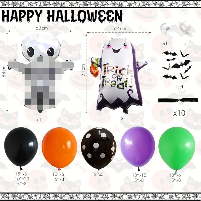 Halloween Balloon Arch Garland Kit, Big DIY Spider Balloon, Ghost Skull Foil - Image 2