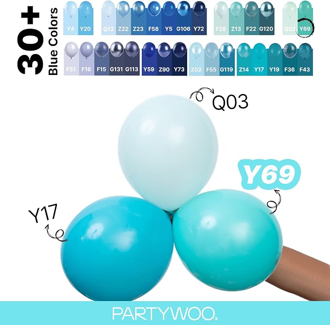 PartyWoo Teal Balloons 152pcs Turquoise Dark Teal Color Different Sizes | 18 12 - Image 4