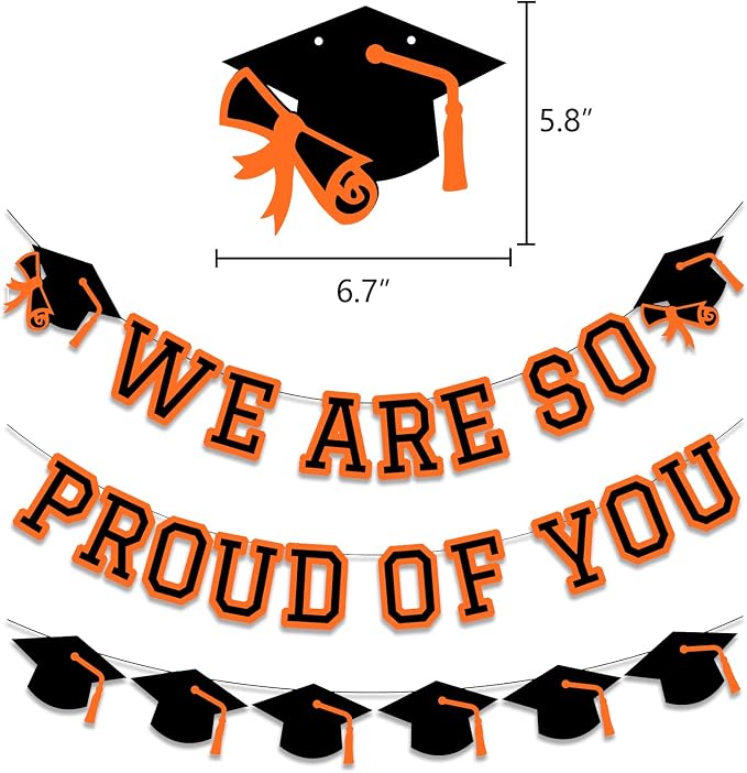 We Are So Proud Of You Banner Graduation Party Decorations Congrats Grad Cap - Image 2
