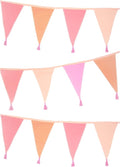 Talking Tables Pink Fabric Bunting - 10ft | Triangle Flag Pennant Garland by TalkingTables
