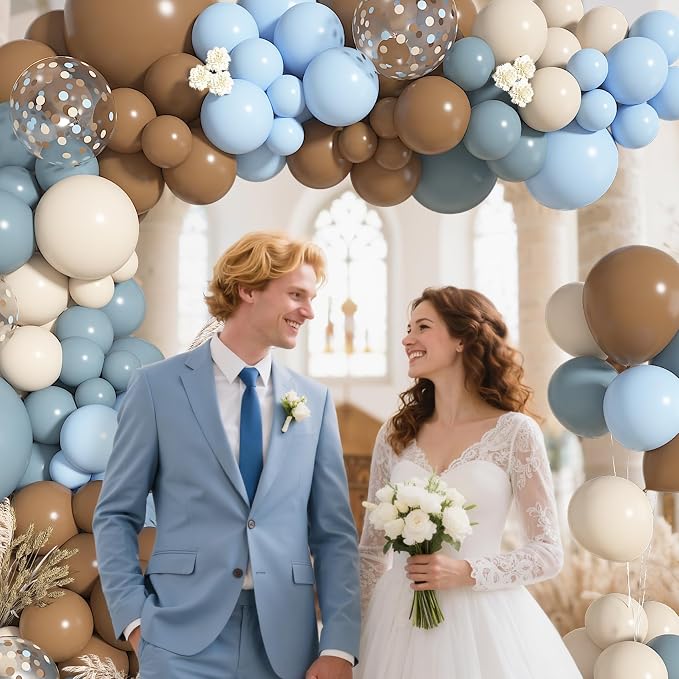 142Pcs Dusty Blue and Brown Balloons Arch Kit Different Size | Pastel Sand - Image 6