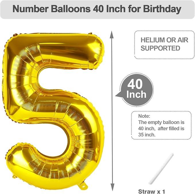 Number 4 Balloons 40 Inch Gold Balloon Birthday Decorations - Image 5