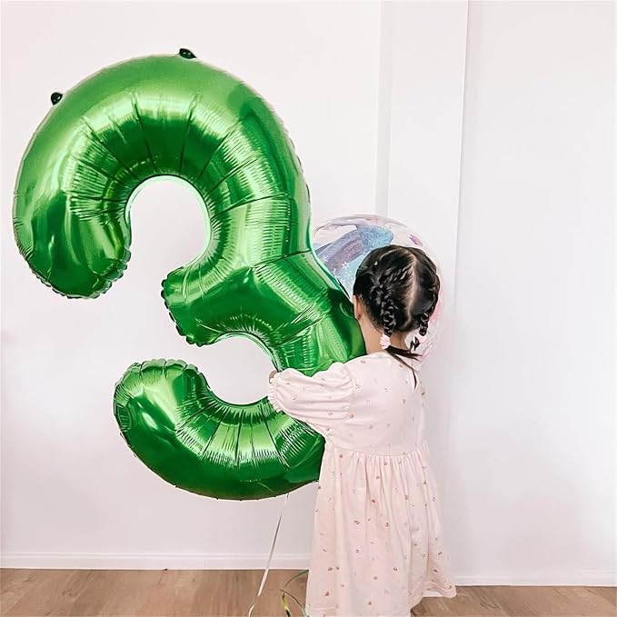 3rd Birthday Number Balloons for Kids, 40 Inch Emerald Green Foil Number - Image 5