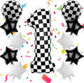40 Inch Checkered Number Balloons 1 Black and White Foil Balloon by AXBMM