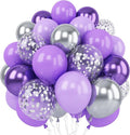 Purple Silver Balloons, 12 Inch Metallic Purple Silver Balloons Light Purple by TAOYE