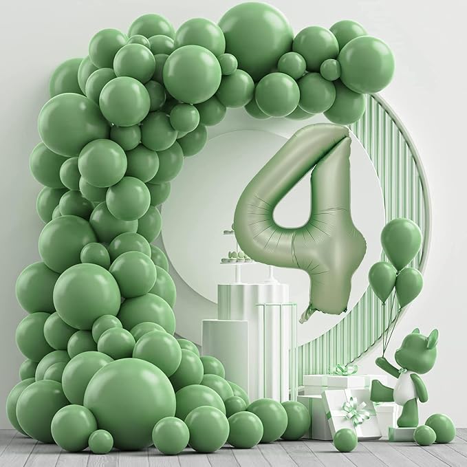 Number 4 Balloon, 40-Inch Sage Green Number Balloon | 40-inch foil balloon - Image 2